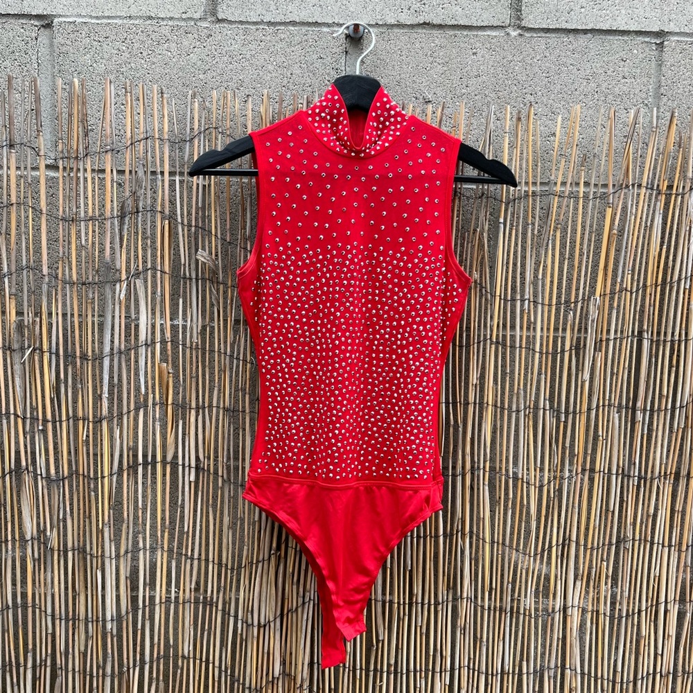 FASHION NOVA Sequined Red Body Suite